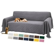 Sanmadrola Sofa Cover, Couch Covers for 3 Cushion Couch Sofa, Sectional Couch Covers for L Shaped Couch Cover, Living Room Sofa Throws Sofa Slipcovers for Pets, Kids 91"x 134", Gray