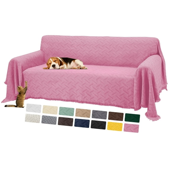 Sanmadrola Sofa Cover, Couch Covers for 3 Cushion Couch Sofa, Sectional Couch Covers for L Shaped Couch Cover, Living Room Sofa Throws Sofa Slipcovers for Pets, Kids (71"x 134",XL Sofa, Pink)