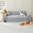 thumbnail image 1 of Sanmadrola Sofa Cover Non Slip Couch Cover for 3 Cushion Couch Machine Washable Furniture Protector for Dogs Pet Chenille Throw Slipcover Blanket for Living Room (Light Gray, 91"x134"), 1 of 9
