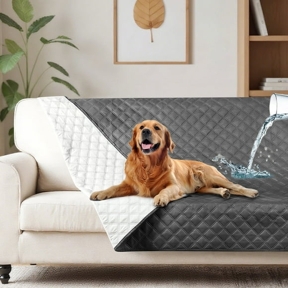 Sanmadrola Sofa Cover Slipcover 100% Double-Sided Waterproof Dog Bed Couch Cover Pet Blanket Sofa Couch Furniture Protector for Kids Children Dog Cat, 52''x82'' Gray