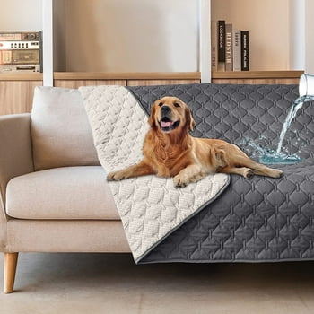 Sanmadrola Sofa Cover Slipcover 100% Double-Sided Waterproof Dog Bed Couch Cover Pet Blanket Sofa Couch Furniture Protector for Kids Children Dog Cat, 52''x82'' Gray