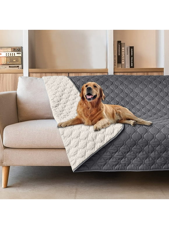 Sanmadrola Sofa Cover Slipcover 100% Double-Sided Waterproof Dog Bed Couch Cover Pet Blanket Sofa Couch Furniture Protector for Kids Children Dog Cat, Reversible 52''x82'' Gray