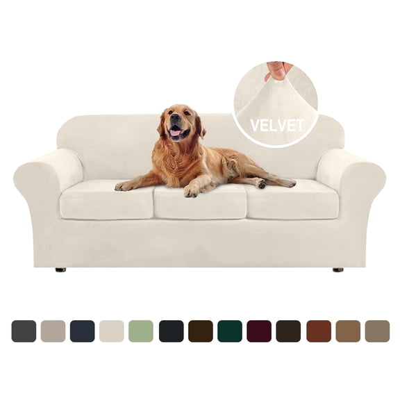 Sanmadrola Sofa Cover Slipcover Couch Cover Set for 3 Seat Sofa Super Stretch Universal Slip Cover Furniture Protector 4 Pieces
