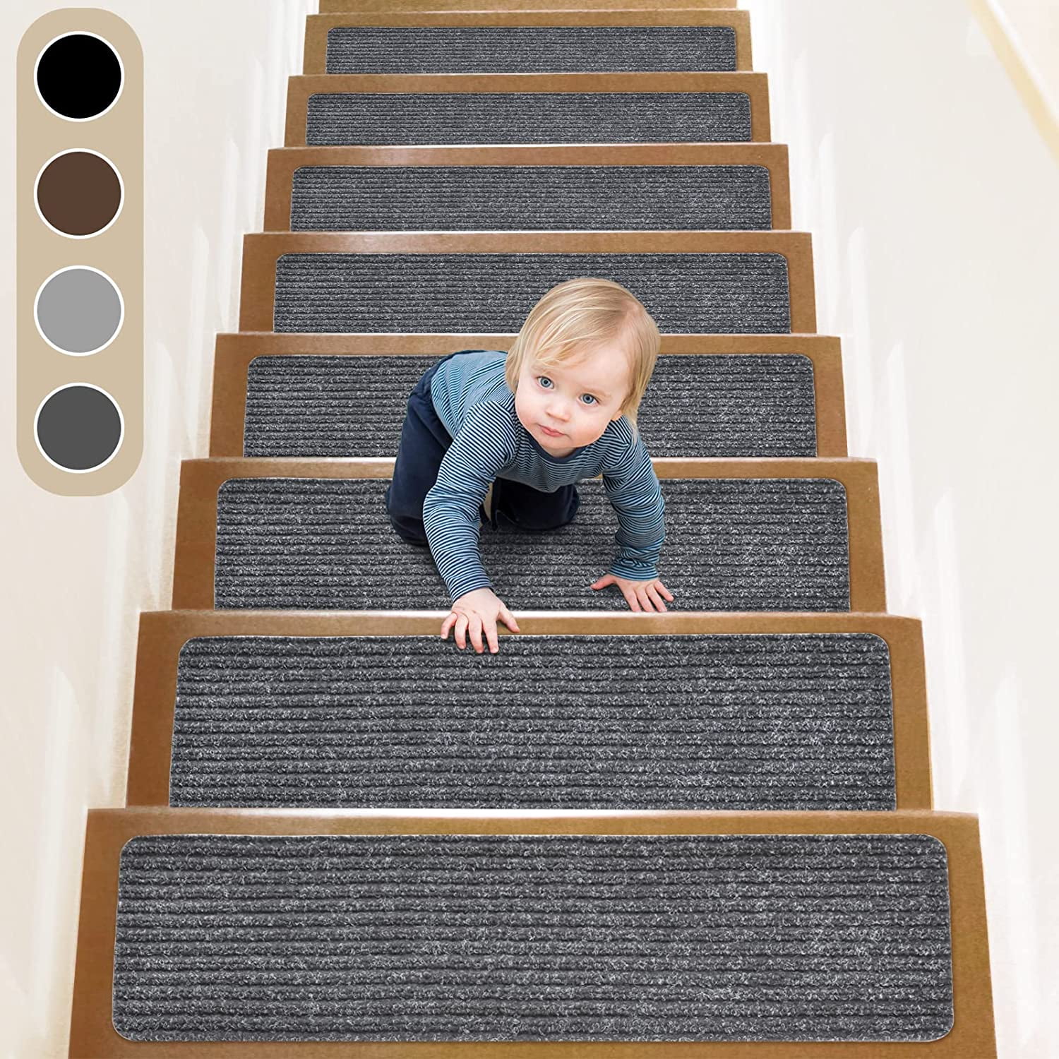 Sanmadrola Stair Treads NonSlip Carpet Mat 30inX8in Indoor Stair