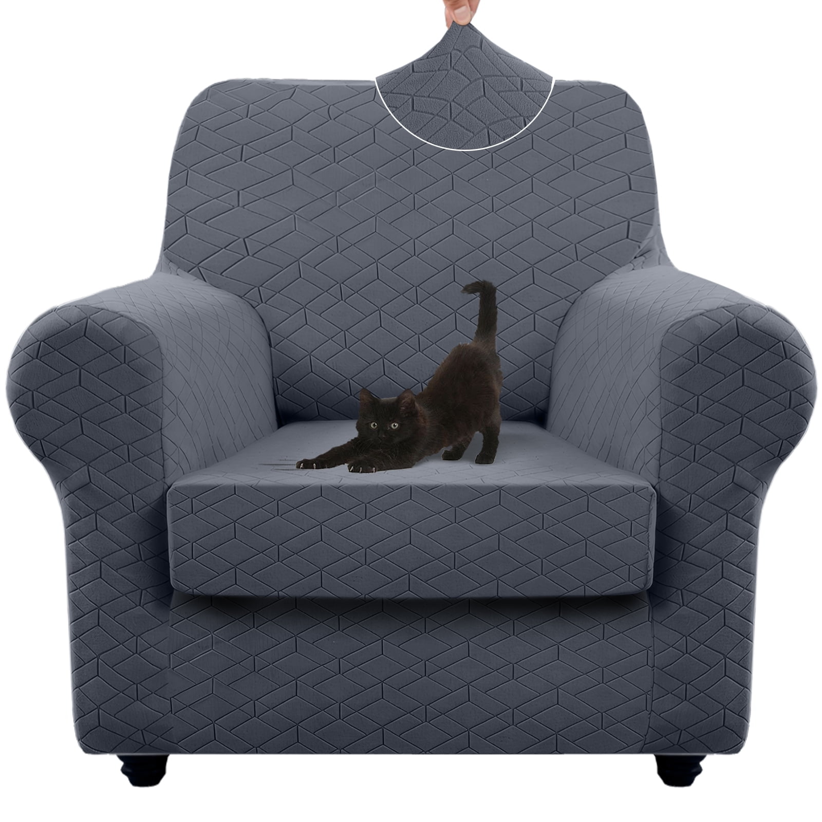Sanmadrola Stretch 2 Piece Chair Cover Chair Slipcover Sofa Cover Furniture Protector Couch Soft with Elastic Bottom Chair Couch Cover with Arms