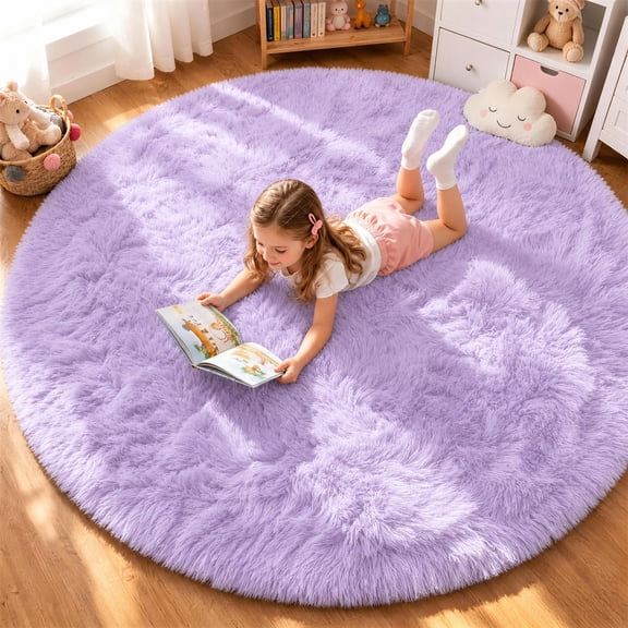 Sanmadrola Super Soft Fluffy Indoor Area Rugs 4x4 Feet, Fuzzy Rugs for Bedroom Living Room, Shaggy for Nursery Baby Room Kids Rugs, Furry Rug Shag Carpet for Boys Girls Dorm Room