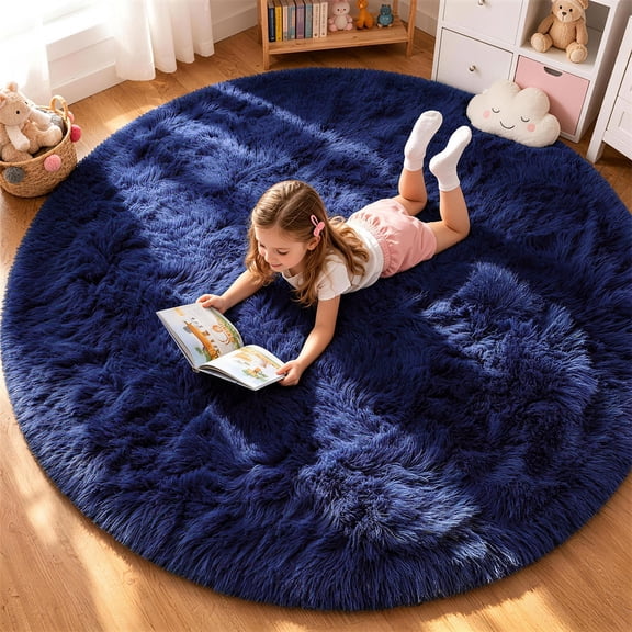 Sanmadrola Super Soft Fluffy Indoor Area Rugs 4x4 Feet, Fuzzy Rugs for Bedroom Living Room, Shaggy for Nursery Baby Room Kids Rugs, Furry Rug Shag Carpet for Boys Girls Dorm Room