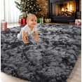 thumbnail image 1 of Sanmadrola Super Soft Shaggy Rugs Carpets 2.6x5.2 Feet Plush Area Rugs for Living Room Bedroom, Fluffy ​Rug for Nursery Playroom Dorm Room, Shag Plush Rug for Teen Room Decor, Tie-Dye Gray, 1 of 8