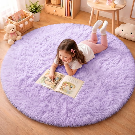 Sanmadrola Super Soft Shaggy Rugs Fluffy Carpets 2.6X2.6 Feet, Indoor Modern Plush Area Rugs for Living Room Bedroom Kids Room Nursery Home Decor, Upgrade Anti-skid Durable Rectangular Fuzzy Rug