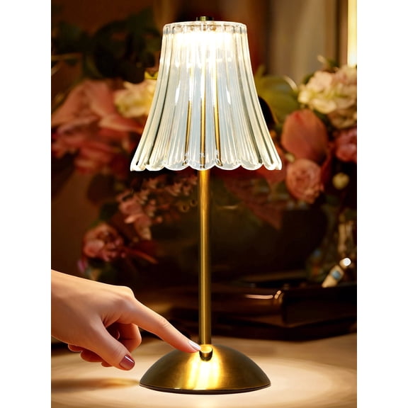 Sanmadrola Cordless Table Lamp Rechargeable Dimmable LED Touch Lamp 3 Colors Modes Portable Crystal Gold Metal Beside Lamps for Bedroom Restaurant Kitchen Home Decor Gifts for Women