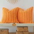 thumbnail image 1 of Sanmadrola Throw Pillow Covers 18x18 inch Pack of 2 Faux Fur Plush Decorative Throw Pillow Covers Couch Cushion Case Soft Pillow with Velvet Back for Sofa, Bed, Living Room, Orange, 1 of 7