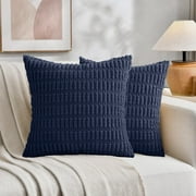 Sanmadrola Throw Pillow Covers 18x18 inch Set of 2 Corduroy Decorative Pillow Cases Couch Pillows Soft Boho Striped Cushion Cases Set for Sofa Living Room Couch