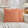 thumbnail image 1 of Sanmadrola Throw Pillow Covers 18x18 inch Set of 2 Corduroy Decorative Pillow Cases Couch Pillows Soft Boho Striped Cushion Cases Set for Sofa Living Room Couch Bedroom Car, Coral, 1 of 6
