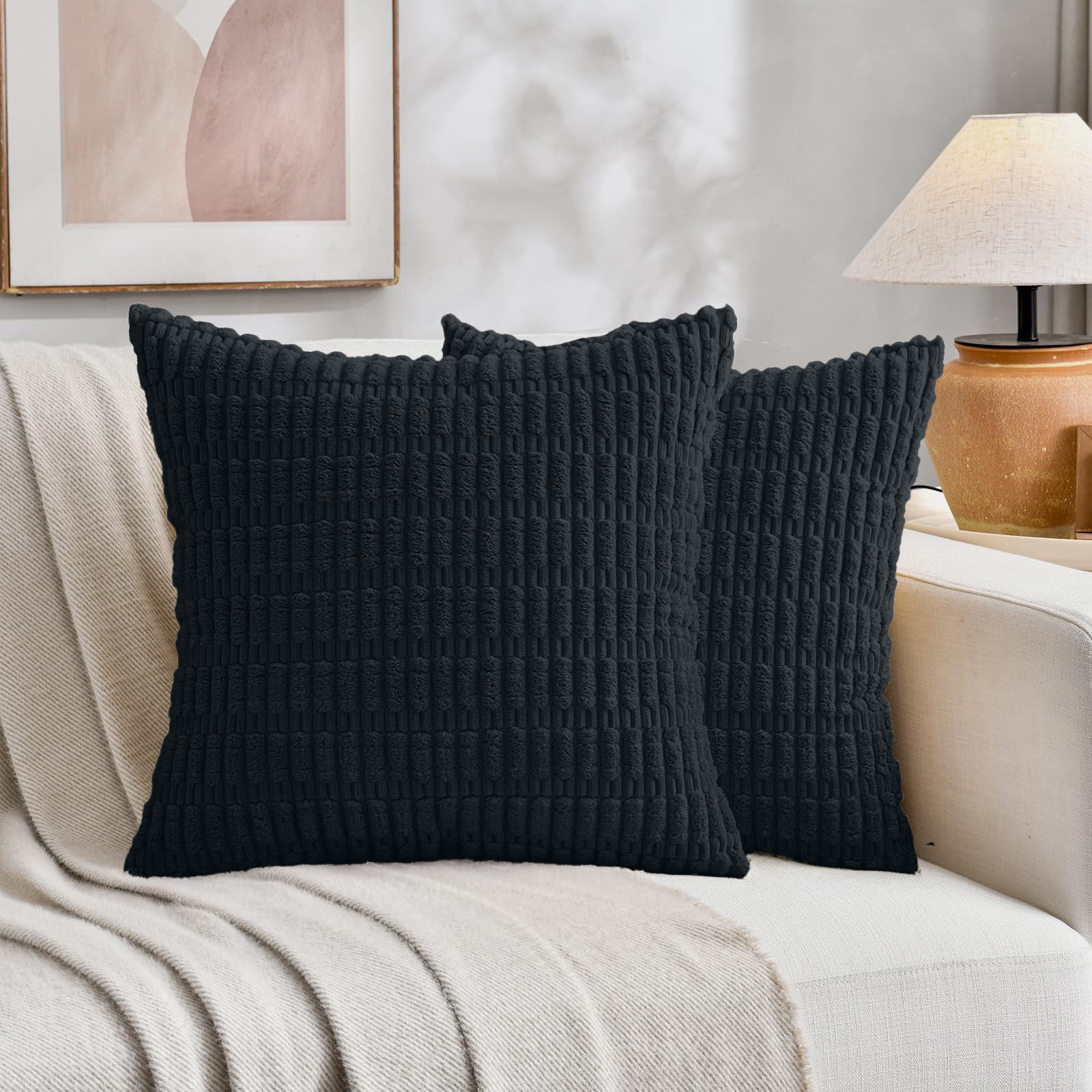 Sanmadrola Throw Pillow Covers 20x20 inch Set of 2 Corduroy Decorative ...