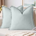 thumbnail image 1 of Sanmadrola Throw Pillow Covers Decorative Linen Fringe Throw Pillow Covers Cozy Boho Farmhouse Cushion Cover with Tassels Soft Accent Pillowcase for Couch Sofa Bed Living Room Home Decor 2 Set 18X18, 1 of 6