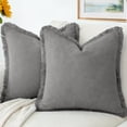 thumbnail image 1 of Sanmadrola Throw Pillow Covers Decorative Linen Fringe Throw Pillow Covers Cozy Boho Farmhouse Cushion Cover with Tassels Soft Accent Pillowcase for Couch Sofa Bed Living Room Home Decor 2 Set 18X18, 1 of 7