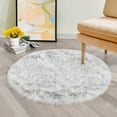 thumbnail image 1 of Sanmadrola Ultra Soft Faux Sheepskin Fur Fluffy Decorative Indoor Shag Area Rug Round 3x3 ft White with Gray, 1 of 7