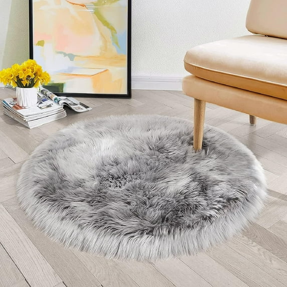 Sanmadrola Ultra Soft Fluffy Shaggy Area Rug Faux Fur Rug Chair Cover Seat Pad Fuzzy Area Rug for Bedroom Floor Sofa Living Room