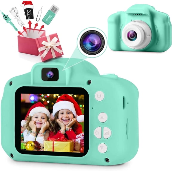 Sanmadrola Kids Camera Toys for Boys Girls 3-6 Years Kids Selfie Camera Toddler Girl Boy Gift for Christmas Children Camera Portable Birthday Gift for Kids 3-9 Year Green 1080HD Digital Video