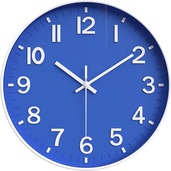 Sanmadrola Wall Clocks Battery Operated,12 inch Silent Non Ticking Modern Wall Clock for Living Room Bedroom Kitchen Office Classroom Decor Glass Front Blue