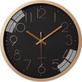 thumbnail image 1 of Sanmadrola Wall Clocks Battery Operated,12 inch Silent Non Ticking Modern Wall Clock for Living Room Bedroom Kitchen Office Classroom Decor Glass Front Rose Gold Frame with Black, 1 of 8
