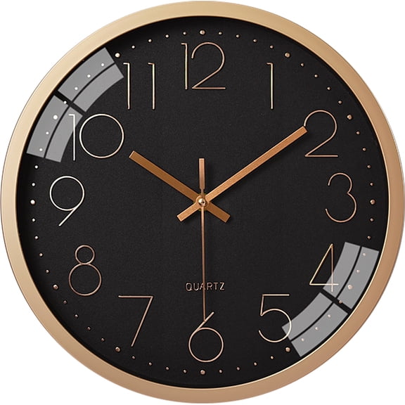 Sanmadrola Wall Clocks Battery Operated,12 inch Silent Non Ticking Modern Wall Clock for Living Room Bedroom Kitchen Office Classroom Decor Glass Front Rose Gold Frame with Black