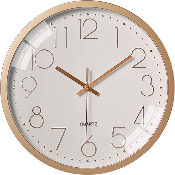 Sanmadrola Wall Clocks Battery Operated,12 inch Silent Non Ticking Modern Wall Clock for Living Room Bedroom Kitchen Office Classroom Decor Glass Front Rose Gold Frame with White