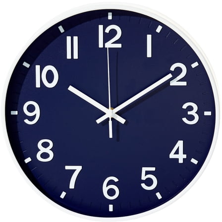 Sanmadrola Wall Clocks Battery Operated,12 inch Silent Non Ticking Modern Wall Clock for Living Room Bedroom Kitchen Office Classroom Decor Glass Front Navy Blue