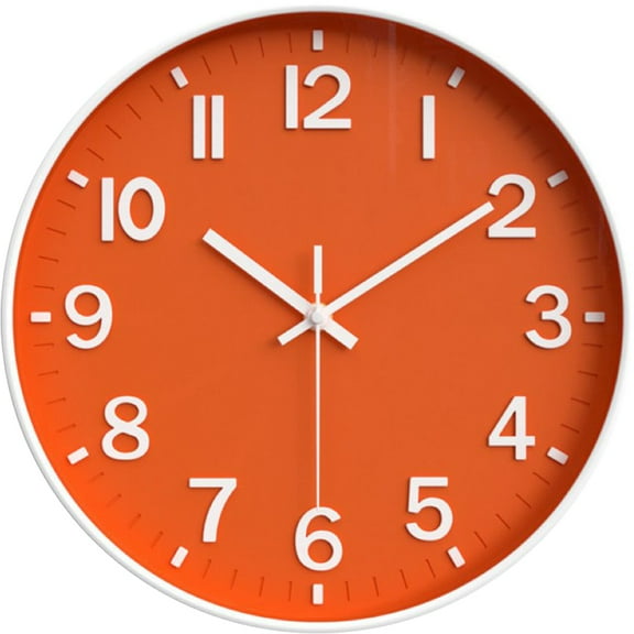 Sanmadrola Wall Clocks Battery Operated,12 inch Silent Non Ticking Modern Wall Clock for Living Room Bedroom Kitchen Office Classroom Decor Glass Front Orange with White Frame