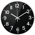 thumbnail image 1 of Sanmadrola Wall Clocks Battery Operated,12 inch Silent Non Ticking Modern Wall Clock for Living Room Bedroom Kitchen Office Classroom Decor Glass Front Black with White Frame, 1 of 8