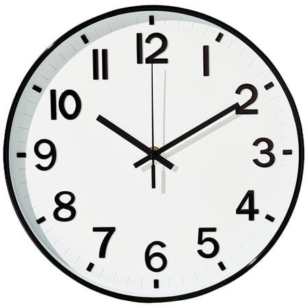 Sanmadrola Wall Clocks Battery Operated,12 inch Silent Non Ticking Modern Wall Clock for Living Room Bedroom Kitchen Office Classroom Decor Glass Front White with Black Frame