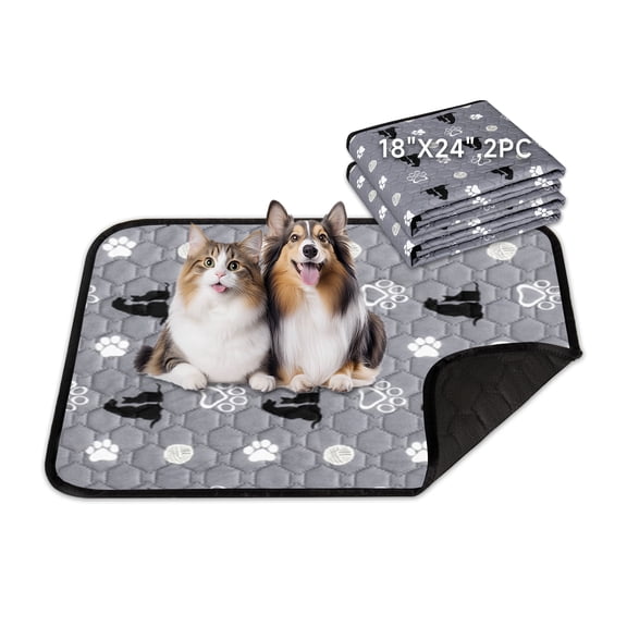 Sanmadrola Washable Pee Pads for Dogs, 18" X 24" Pet Training Pads Reusable Non Slip Pet Puppy Pads for Pet Training (2 Packs)