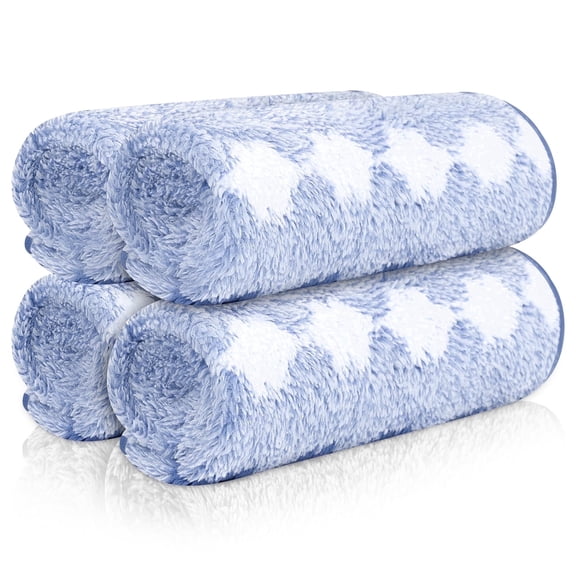 Sanmadrola Washcloths 13" x 13" Set of 4, 700 GSM High Absorbent Quick Dry Bluee Bath Sheets for Bathroom,Gym,Hotel
