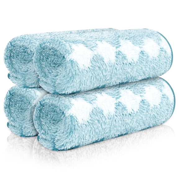 Sanmadrola Washcloths 13" x 13" Set of 4, 700 GSM High Absorbent Quick Dry Green Bath Sheets for Bathroom,Gym,Hotel