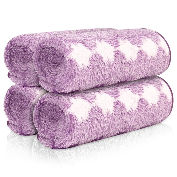 Sanmadrola Washcloths 13" x 13" Set of 4, 700 GSM High Absorbent Quick Dry Purple Bath Sheets for Bathroom,Gym,Hotel