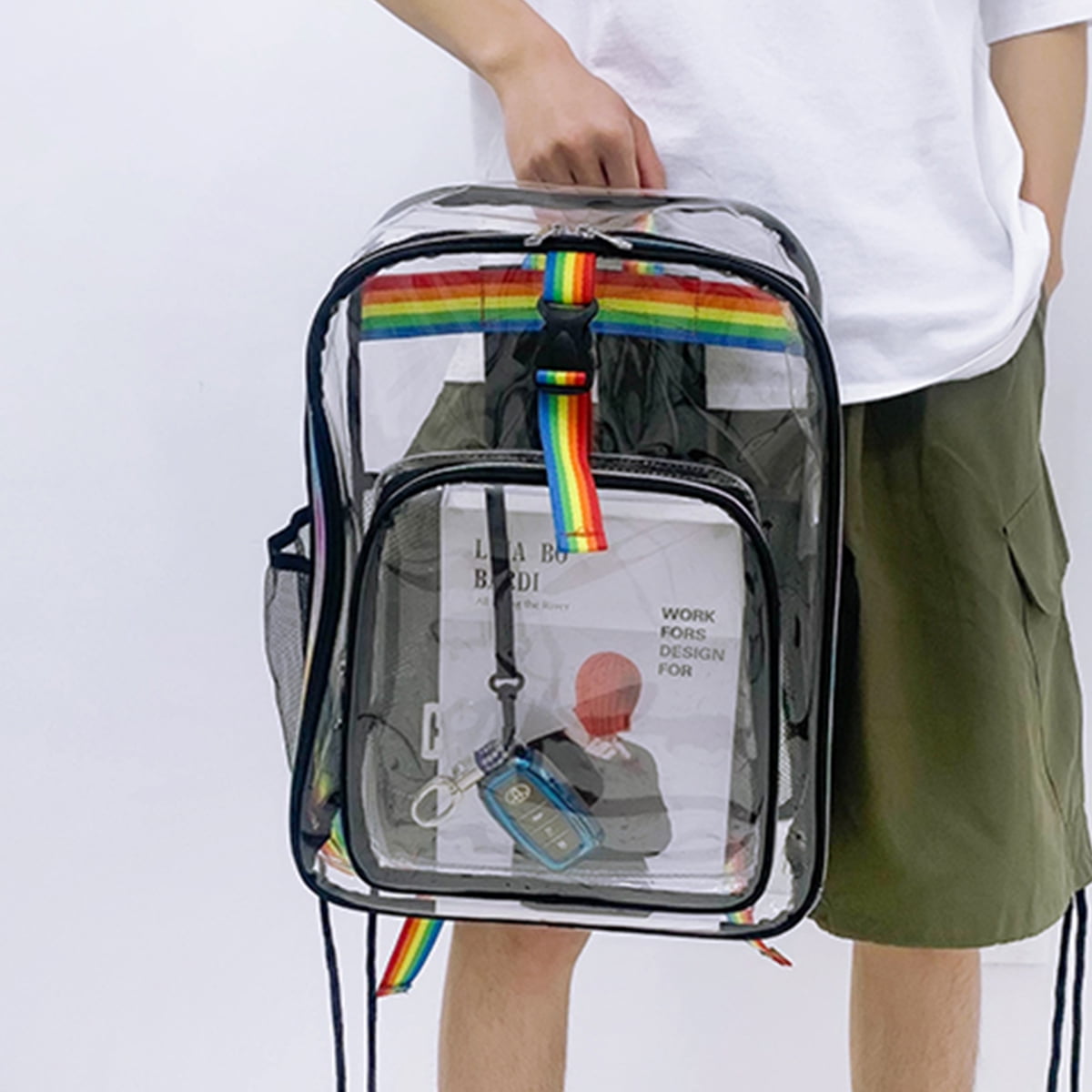 Amaro Rugged Transparent Clear See-Through Backpack