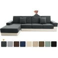 thumbnail image 1 of Sanmadrola Waterproof Couch Cushion Cover for Sectional Sofa,Slipcover Stain Resistant High Elasticity Wear-Resistant Striped Sofa Cover, Dark Grey 3 Piece Set for Furniture, Children, Pets, 1 of 8