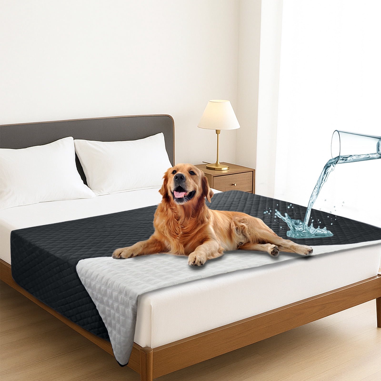 Sanmadrola Waterproof & Dog Bed Cover Pet Blanket Sofa, Couch Cover Mattress Protector Furniture Protector for Dog, Pet, Cat 68''x82'' Black