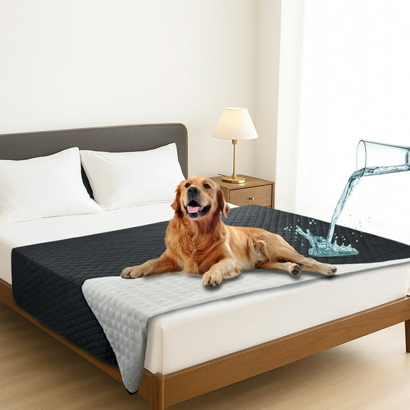 Sanmadrola Waterproof & Dog Bed Cover Pet Blanket Sofa, Couch Cover Mattress Protector Furniture Protector for Dog, Pet, Cat 68''x82'' Black