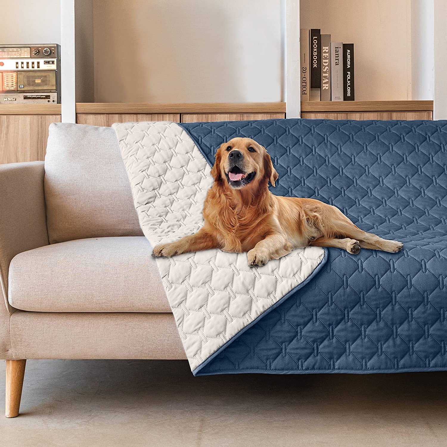 Sanmadrola Waterproof & Reversible Dog Bed Cover Pet Blanket Sofa