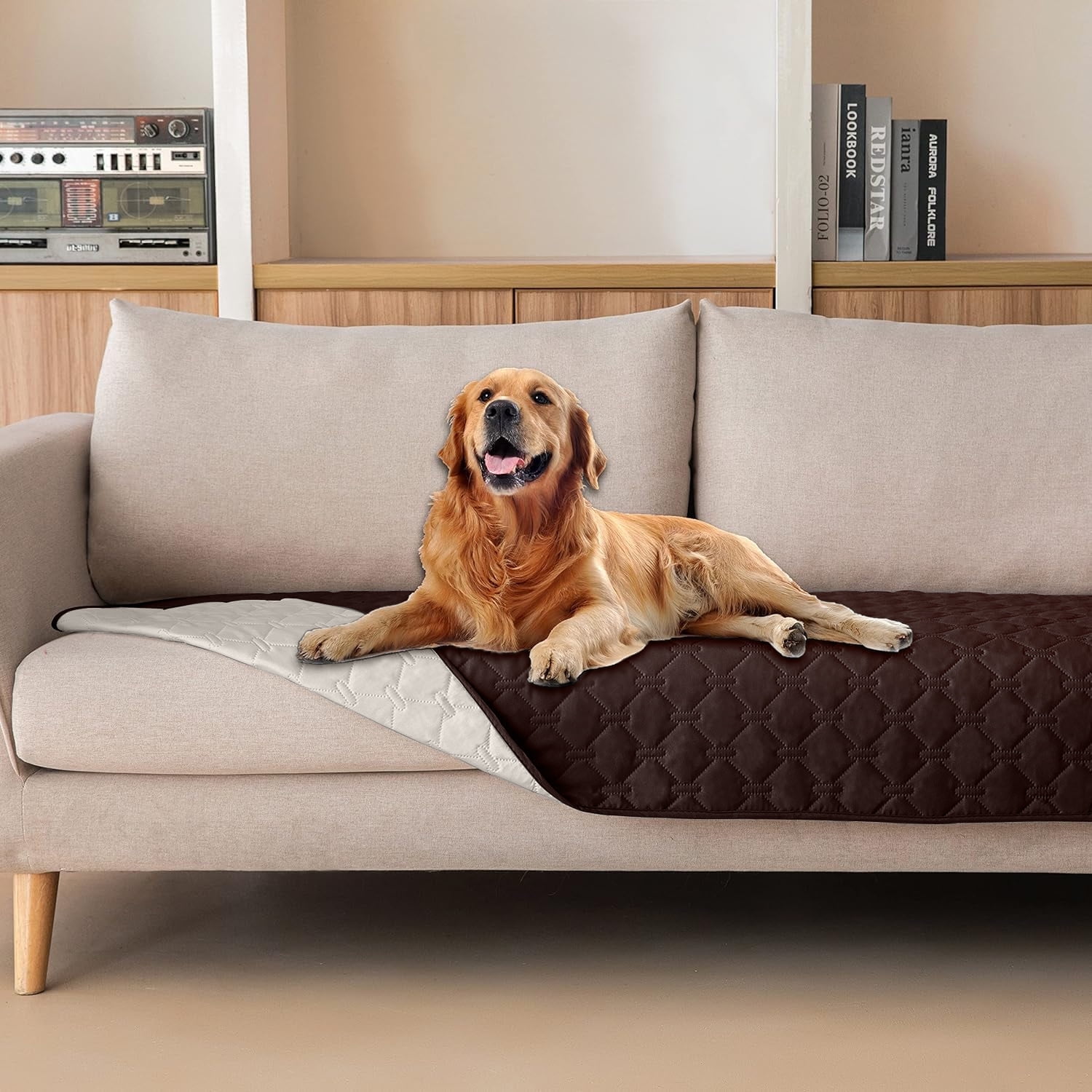 Sanmadrola Waterproof & Reversible Dog Bed Cover Pet Blanket Sofa