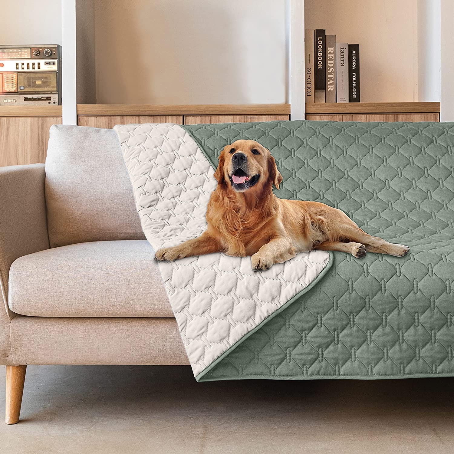 Sanmadrola Waterproof & Reversible Dog Bed Cover Pet Blanket Sofa