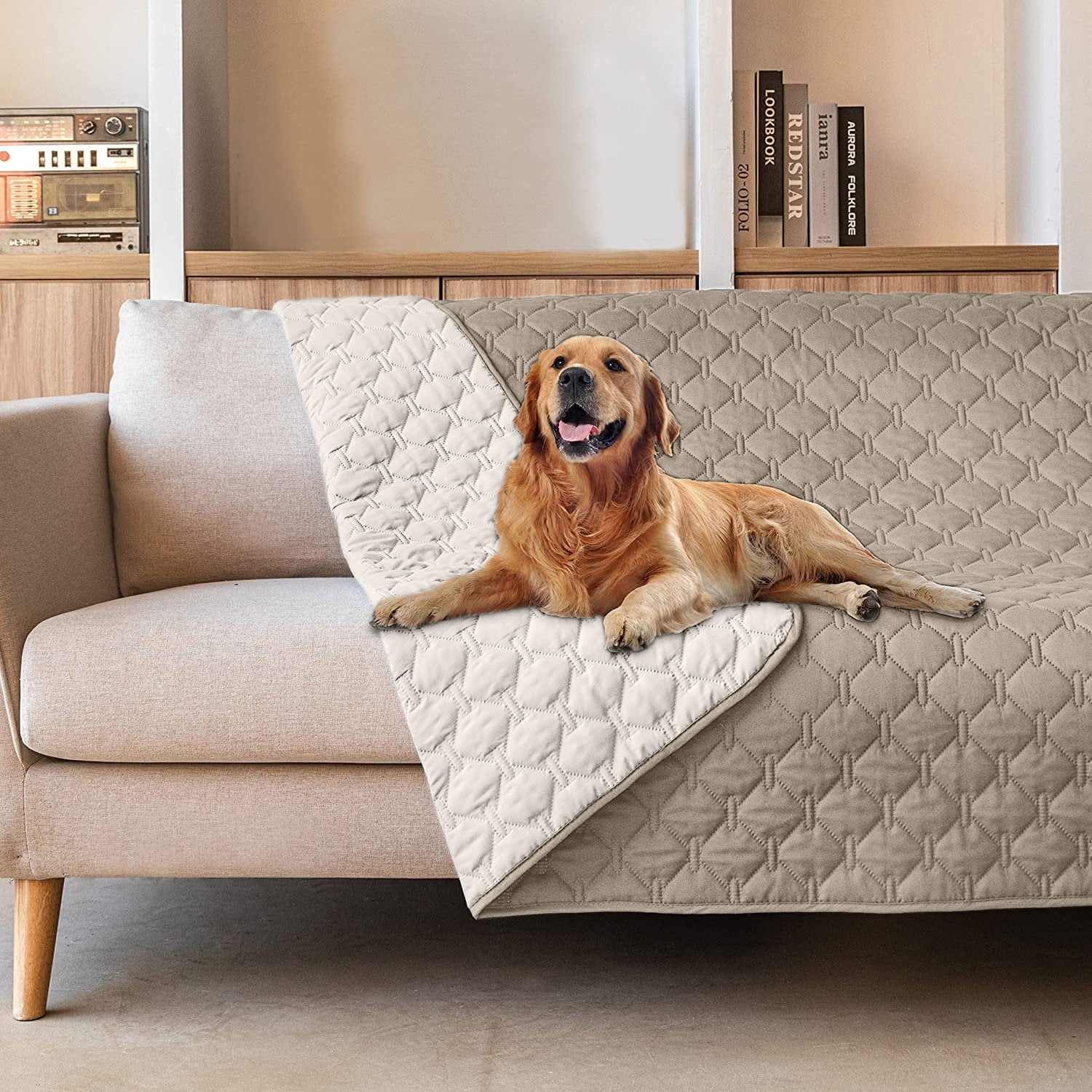 Sanmadrola Waterproof & Reversible Dog Bed Cover Pet Blanket Sofa