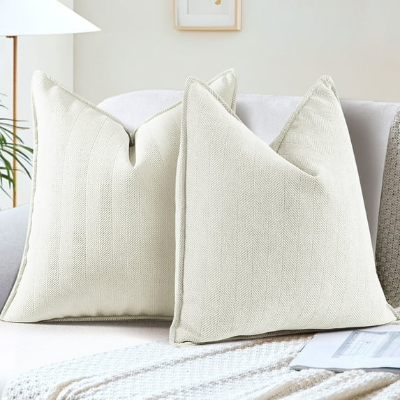 Sanmadrola White Pillow Covers 18x18 Set of 2 Chenille Throw Pillow Cover with Elegant Design Soft and Luxurious Decorative Throw Pillows for Couch Bed and Home Decor