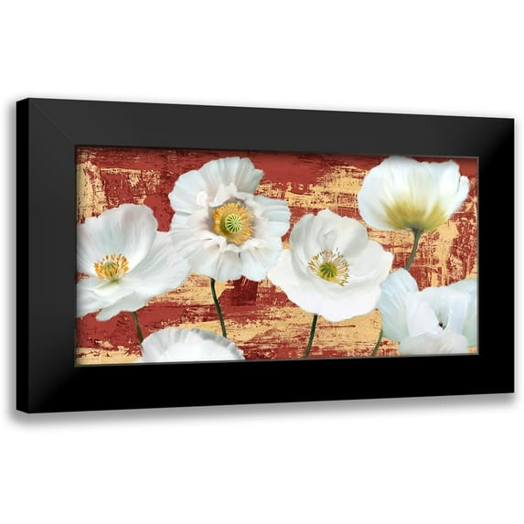 Sanna, Leonardo 24x14 Black Modern Framed Museum Art Print Titled - Washed Poppies (Red and Gold)