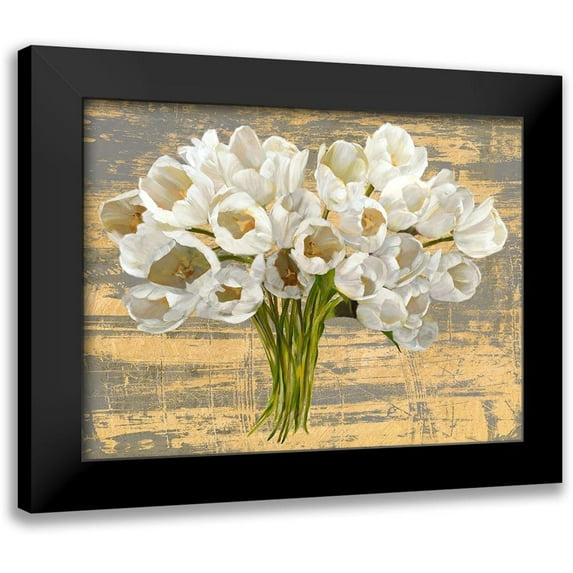Sanna, Leonardo 24x19 Black Modern Framed Museum Art Print Titled - Washed Tulips (Ash and Gold)