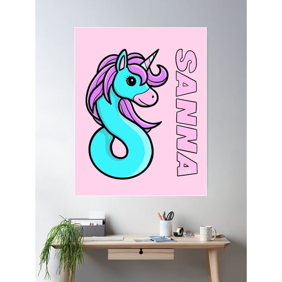 Sanna Unicorn Poster Wall Art, Modern Wall Decor For Living Room Bedroom, 8x12 UNFRAMED