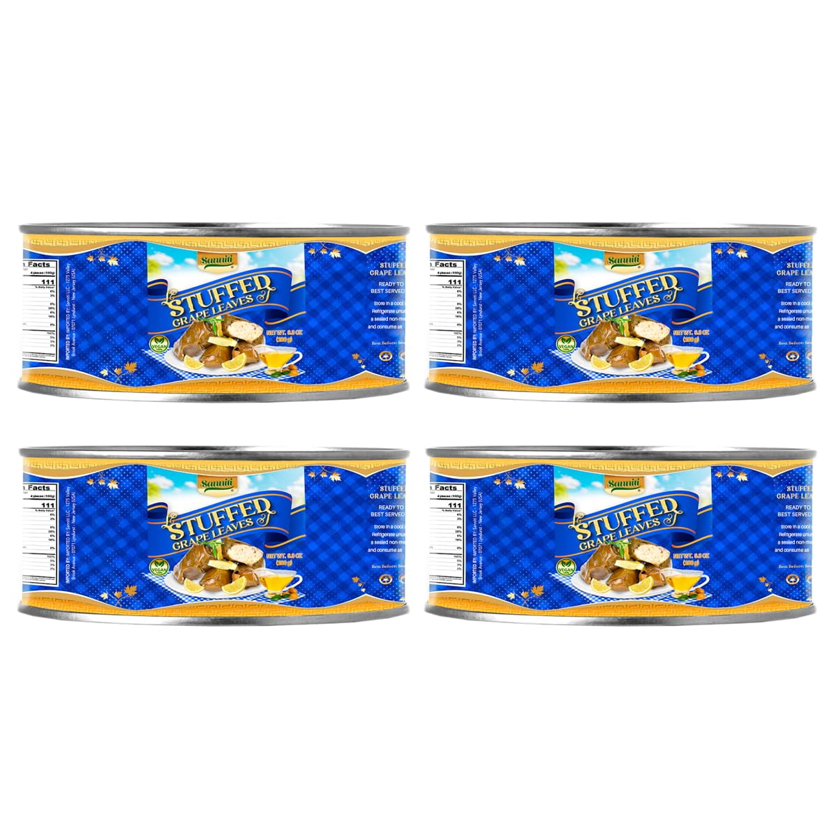Sanniti Dolmas Stuffed Grape Leaves, 9.8 oz Can, 4 Pack