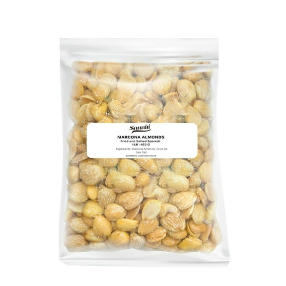 Sanniti Fried and Salted Spanish Marcona Almonds, 1 Pound