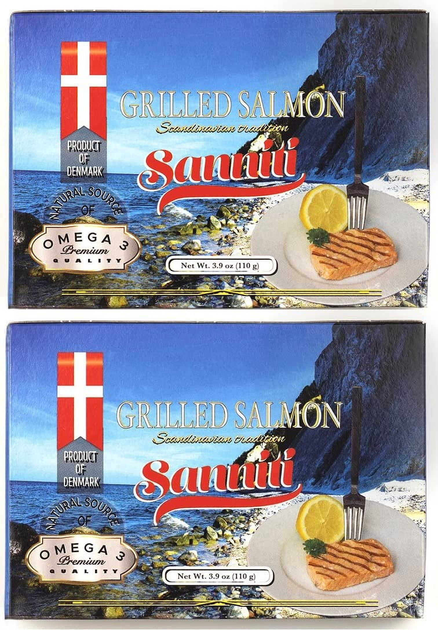 Sanniti Grilled Salmon Imported From Denmark, 3.9 oz, 2 Pack